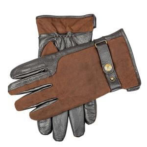 Dents Crewkerne Men's Water-Resistant Thinsulate-Lined Imitation Deerskin Leather Gloves with Waxed Cotton